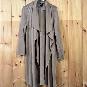 Jules & Leopold Taupe Drape Suede Jacket